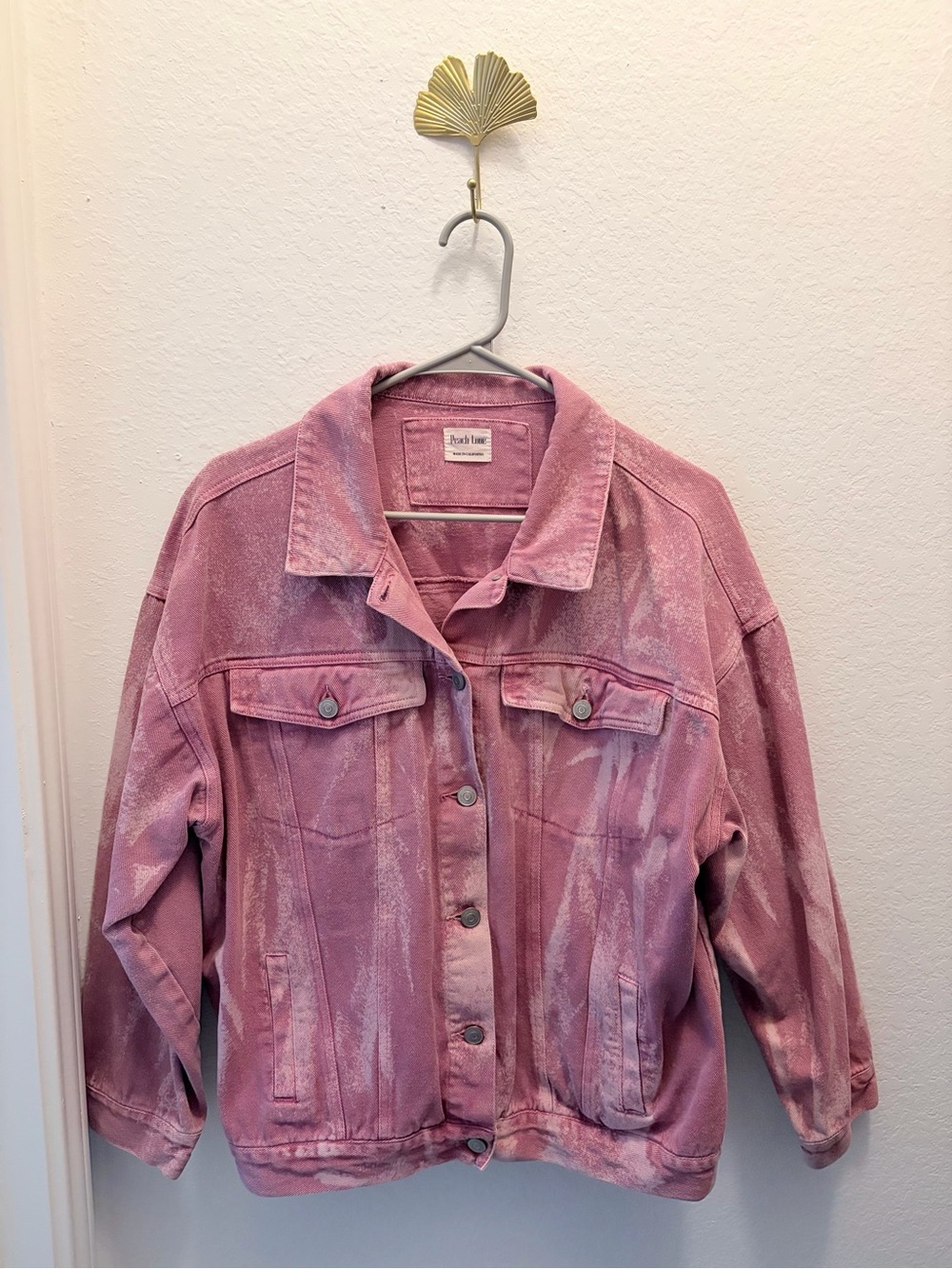 Peach Love California Pink Washed Denim Jacket Women’s Medium Oversized